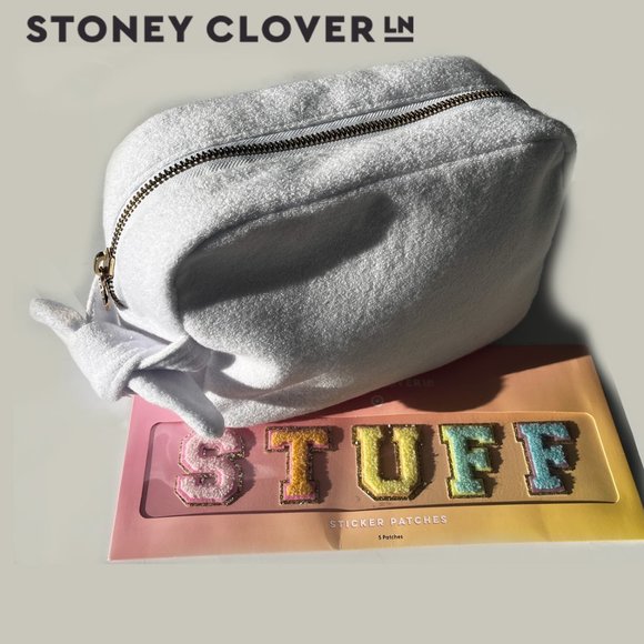 Stoney Clover Lane Other - Stoney Clover Lane x Target Terry Cloth Large White Pouch + "STUFF" stickers
